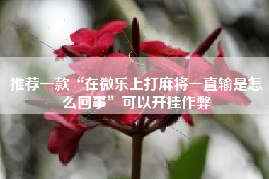推荐一款“在微乐上打麻将一直输是怎么回事”可以开挂作弊