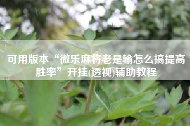 可用版本“微乐麻将老是输怎么搞提高胜率”开挂(透视)辅助教程