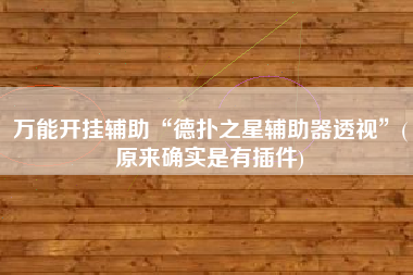万能开挂辅助“德扑之星辅助器透视	”(原来确实是有插件)