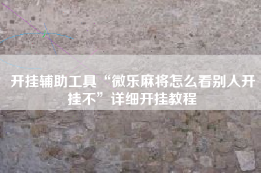 开挂辅助工具“微乐麻将怎么看别人开挂不”详细开挂教程