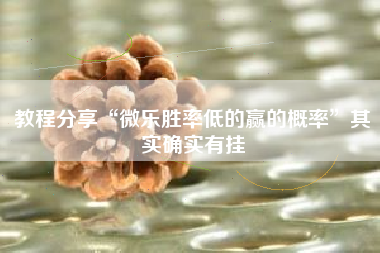 教程分享“微乐胜率低的赢的概率	”其实确实有挂