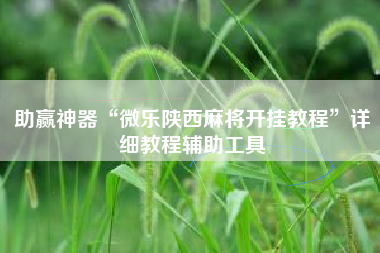 助赢神器“微乐陕西麻将开挂教程”详细教程辅助工具