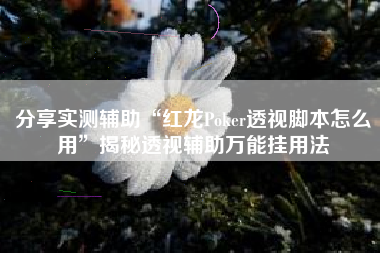 分享实测辅助“红龙Poker透视脚本怎么用	”揭秘透视辅助万能挂用法