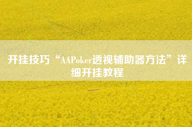 开挂技巧“AAPoker透视辅助器方法”详细开挂教程