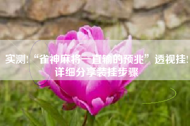 实测!“雀神麻将一直输的预兆	”透视挂!详细分享装挂步骤