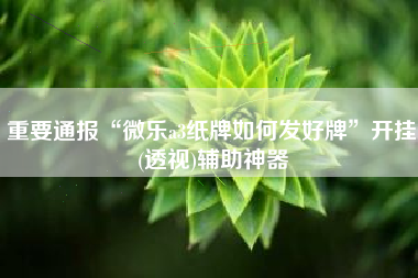 重要通报“微乐a3纸牌如何发好牌”开挂(透视)辅助神器