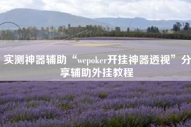 实测神器辅助“wepoker开挂神器透视”分享辅助外挂教程