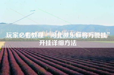 玩家必看教程“河北微乐麻将万能挂	”开挂详细方法