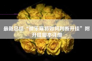 最新总结“微乐麻将如何判断开挂”附开挂脚本详细