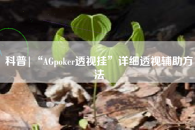 科普|“AGpoker透视挂	”详细透视辅助方法