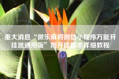 重大消息“微乐麻将微信小程序万能开挂器通用版	”附开挂脚本详细教程