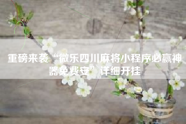 重磅来袭“微乐四川麻将小程序必赢神器免费安”详细开挂