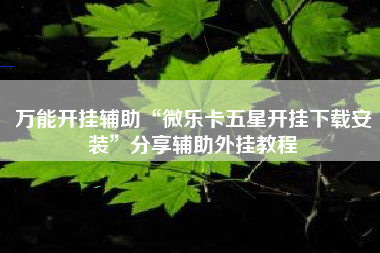 万能开挂辅助“微乐卡五星开挂下载安装	”分享辅助外挂教程