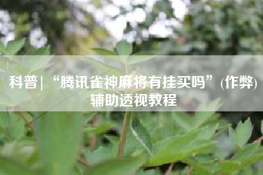 科普|“腾讯雀神麻将有挂买吗”(作弊)辅助透视教程