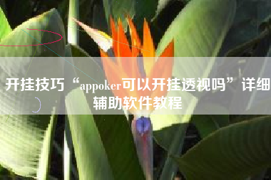 开挂技巧“appoker可以开挂透视吗”详细辅助软件教程