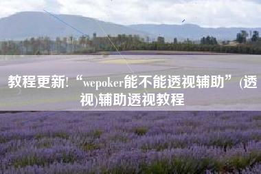 教程更新!“wepoker能不能透视辅助”(透视)辅助透视教程