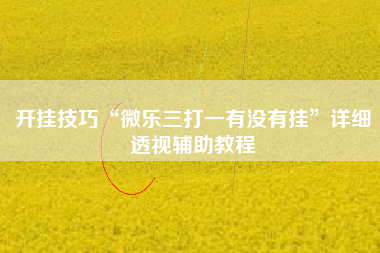 开挂技巧“微乐三打一有没有挂	”详细透视辅助教程