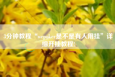 3分钟教程“wepoker是不是有人用挂	”详细开挂教程!