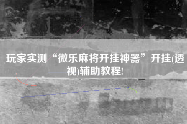 玩家实测“微乐麻将开挂神器	”开挂(透视)辅助教程!