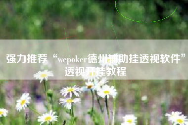 强力推荐“wepoker德州辅助挂透视软件”透视开挂教程