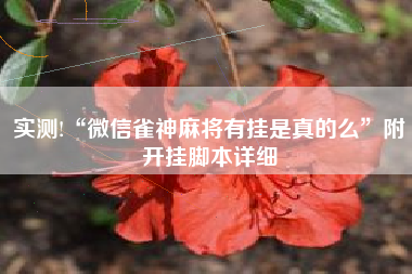 实测!“微信雀神麻将有挂是真的么	”附开挂脚本详细