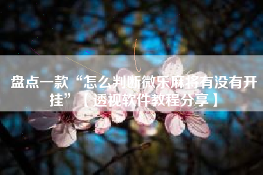 盘点一款“怎么判断微乐麻将有没有开挂	”【透视软件教程分享】