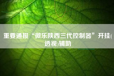 重要通报“微乐陕西三代控制器	”开挂(透视)辅助