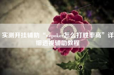 实测开挂辅助“wepoker怎么打胜率高	”详细透视辅助教程