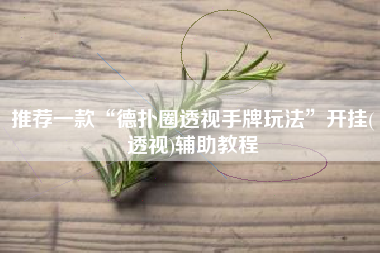 推荐一款“德扑圈透视手牌玩法”开挂(透视)辅助教程