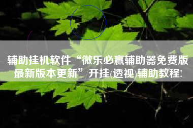 辅助挂机软件“微乐必赢辅助器免费版最新版本更新”开挂(透视)辅助教程!