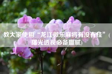 教大家使用“龙江微乐麻将有没有挂	”(曝光透视必备猫腻)