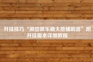 开挂技巧“微信微乐锄大地辅助器”附开挂脚本详细教程