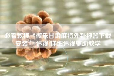 必看教程“微乐甘肃麻将外卦神器下载安装	”(透视)详细透视辅助教学