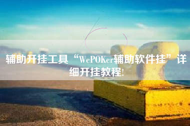 辅助开挂工具“WePOKer辅助软件挂”详细开挂教程!
