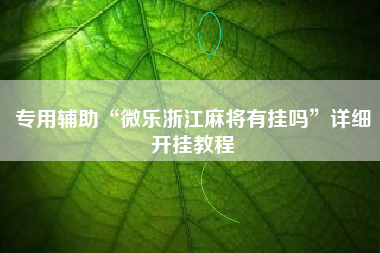 专用辅助“微乐浙江麻将有挂吗”详细开挂教程