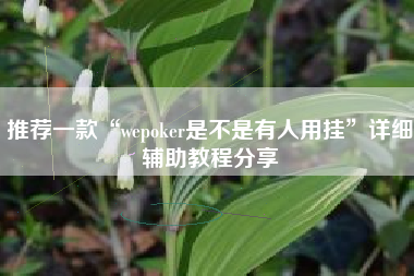 推荐一款“wepoker是不是有人用挂”详细辅助教程分享