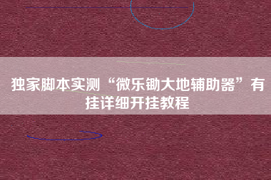 独家脚本实测“微乐锄大地辅助器”有挂详细开挂教程