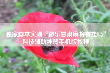 独家脚本实测“微乐甘肃麻将有挂吗”科技辅助神器手机版教程