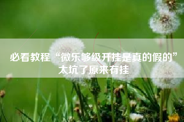 必看教程“微乐够级开挂是真的假的	”太坑了原来有挂