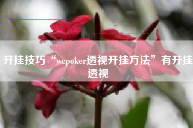 开挂技巧“wepoker透视开挂方法	”有开挂透视