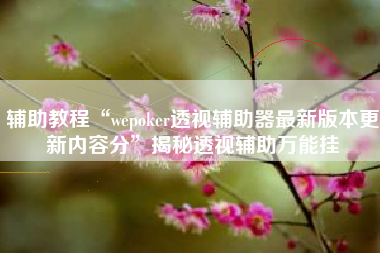 辅助教程“wepoker透视辅助器最新版本更新内容分	”揭秘透视辅助万能挂