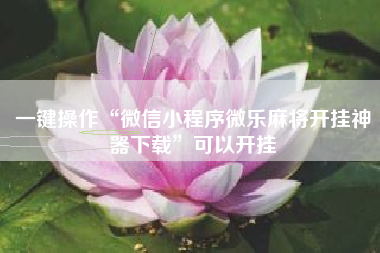 一键操作“微信小程序微乐麻将开挂神器下载”可以开挂