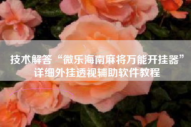 技术解答“微乐海南麻将万能开挂器	”详细外挂透视辅助软件教程