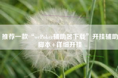 推荐一款“wePoker辅助器下载”开挂辅助脚本+详细开挂