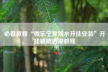 必看教程“微乐宁夏划水开挂安装”开挂辅助透视教程