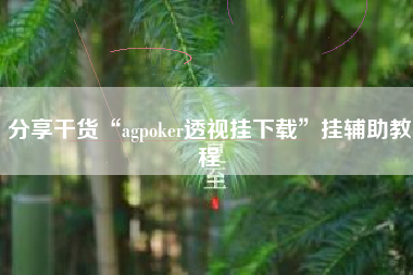 分享干货“agpoker透视挂下载”挂辅助教程