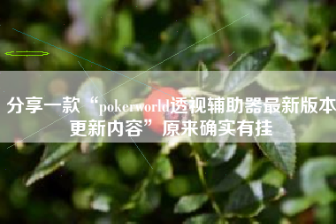 分享一款“pokerworld透视辅助器最新版本更新内容”原来确实有挂