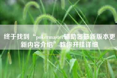 终于找到“pokermaster辅助器最新版本更新内容介绍”教你开挂详细