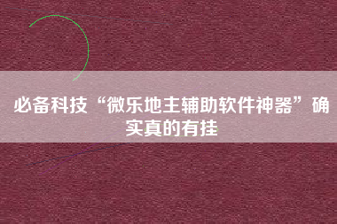 必备科技“微乐地主辅助软件神器	”确实真的有挂