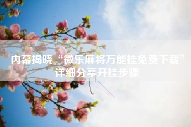 内幕揭晓“微乐麻将万能挂免费下载”详细分享开挂步骤